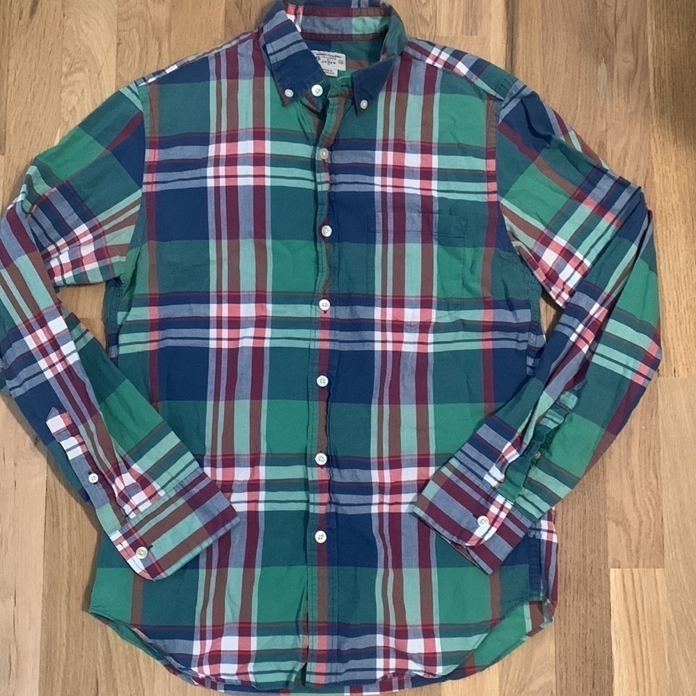 J. Crew Tailored Summer Plaid Button Down Shirt Red/Green/Blue/White Men’s S